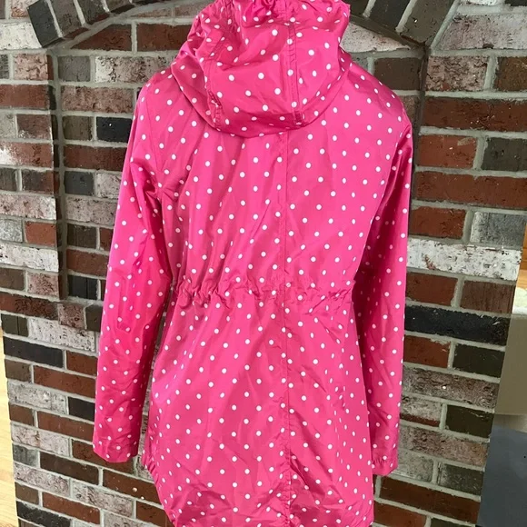 WEATHER TAMER Pink Polka Dot Hooded Parka In A Pocket Jacket 6 NWOT - Picture 8 of 10